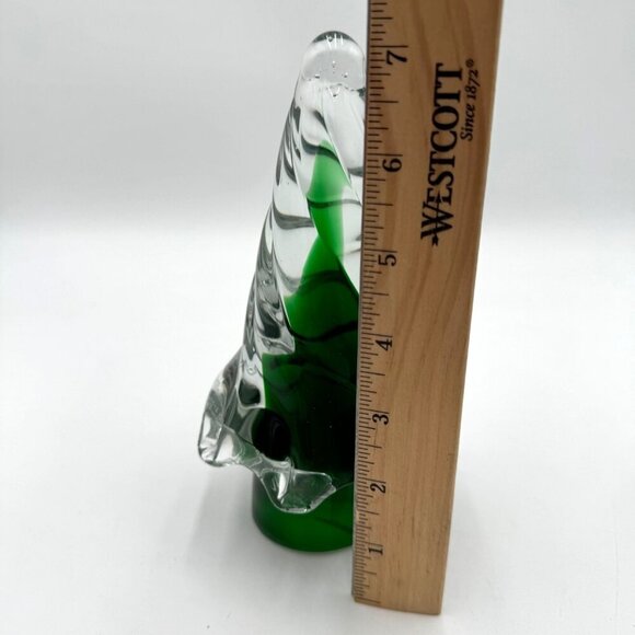 Glass Christmas Tree Paper Weight Clear Green Holiday - Picture 7 of 13